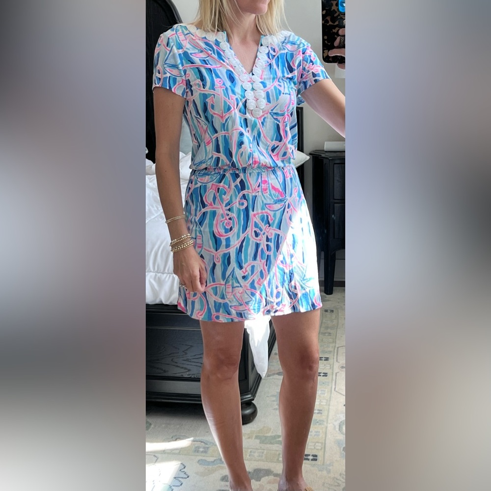 Lilly Pulitzer Blue and Pink Dress with shorts (skort) romper